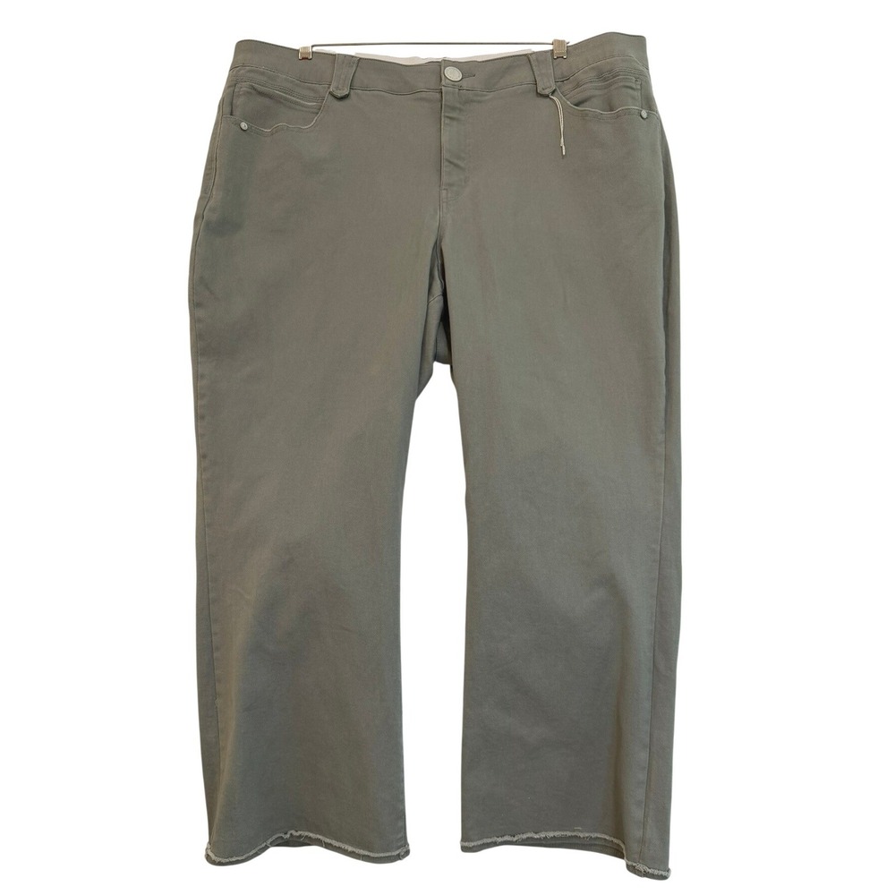 Wit & Wisdom Ab-solution Olive Green Cropped Raw Hem Pants Women's Size 22W NWOT